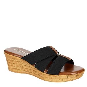 ITALIAN SHOEMAKERS WOMENS TAYDEN WEDGE SANDAL - BL